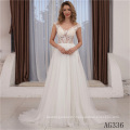 Beading Sequined Appliques Princess Ball Gown Long Sleeve Robe Mariee O-neck Buttons Up Bridal weddig Dress China